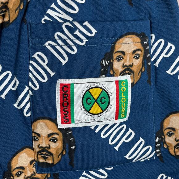 Cross Colours Snoop Dog Sweatshorts Mens Large Blue Drawstring Novelty Rap Y2K - Picture 6 of 11